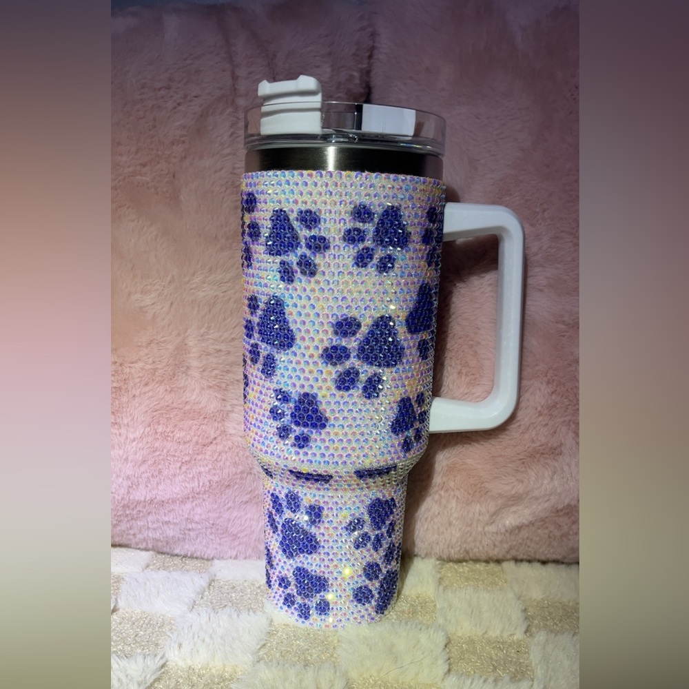 Rhinestone Paw Print Travel Mug